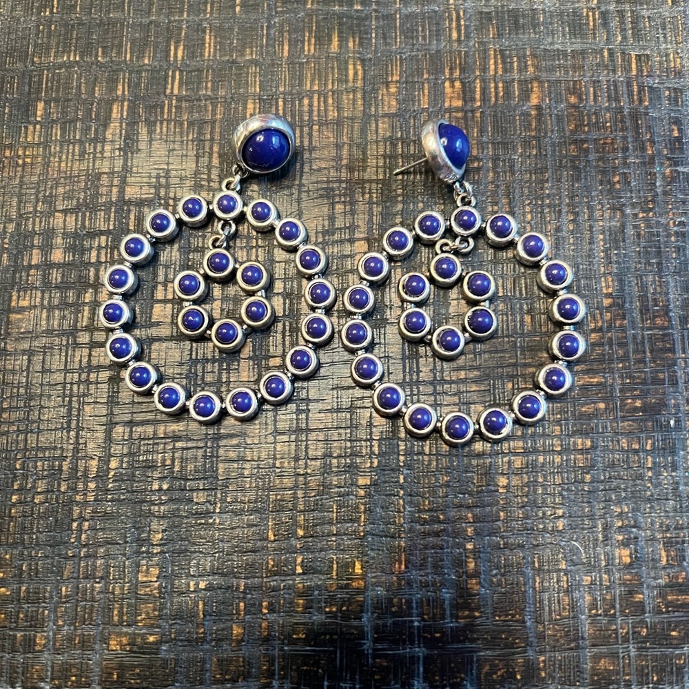 Elegant Blue Circle Earrings